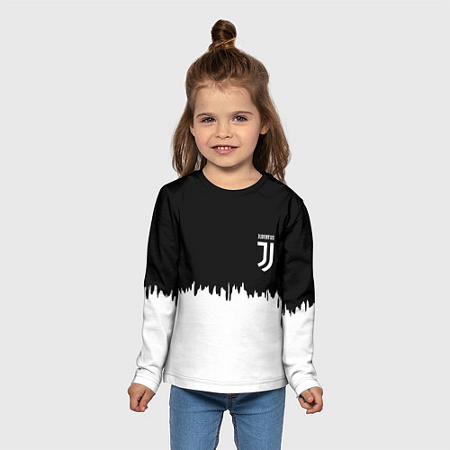 Детский лонгслив Juventus белый огонь текстура / 3D-принт – фото 5