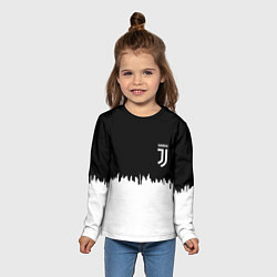Лонгслив детский Juventus белый огонь текстура, цвет: 3D-принт — фото 2