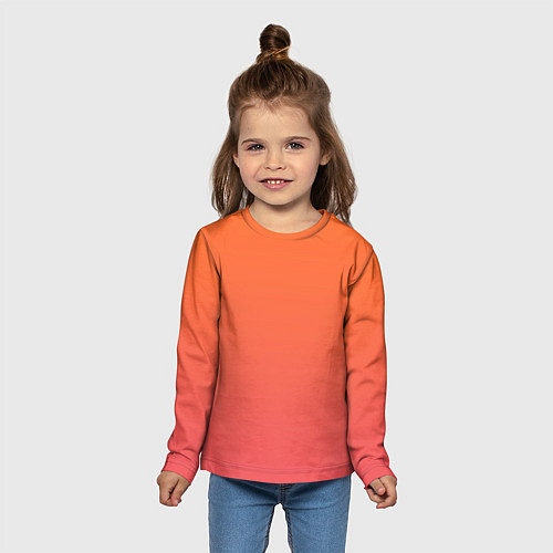 Детский лонгслив Градиент оранжево-розовый / 3D-принт – фото 5