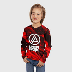 Лонгслив детский Linkin park красный огонь, цвет: 3D-принт — фото 2