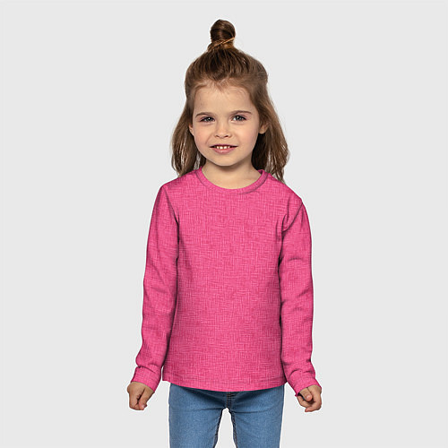 Детский лонгслив Текстура однотонный розовый Барби / 3D-принт – фото 5