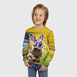 Лонгслив детский Крик бегущего зайца, цвет: 3D-принт — фото 2