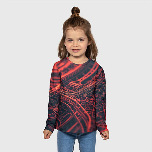 Детский лонгслив Раскаленные нити / 3D-принт – фото 5
