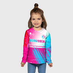 Лонгслив детский Borussia neon gradient style посередине, цвет: 3D-принт — фото 2