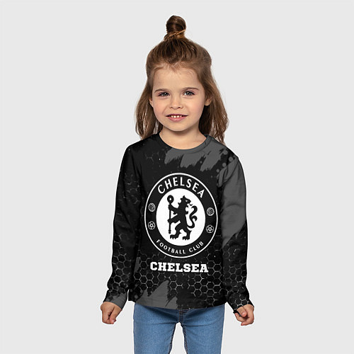 Детский лонгслив Chelsea sport на темном фоне / 3D-принт – фото 5