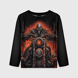 Лонгслив детский Скелет из ада едет на старом мотоцикле, цвет: 3D-принт