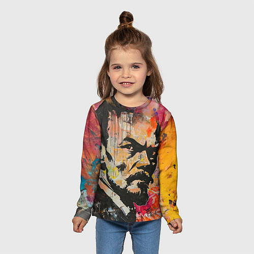 Детский лонгслив Граффити портрет Владимира Ленина / 3D-принт – фото 5