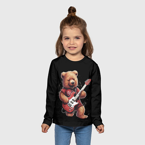 Детский лонгслив Большой плюшевый медведь играет на гитаре / 3D-принт – фото 5