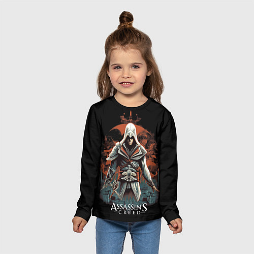 Детский лонгслив Assassins creed абстрактный фон / 3D-принт – фото 5