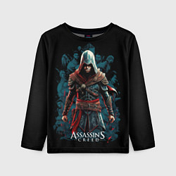 Лонгслив детский Assassins creed черный фон, цвет: 3D-принт