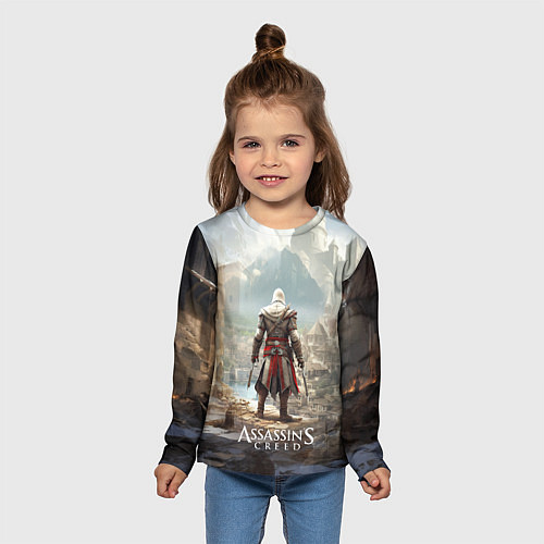 Детский лонгслив Assassins creed старинный город / 3D-принт – фото 5