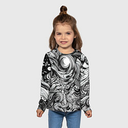 Лонгслив детский Черные и белые абстрактные узоры, цвет: 3D-принт — фото 2