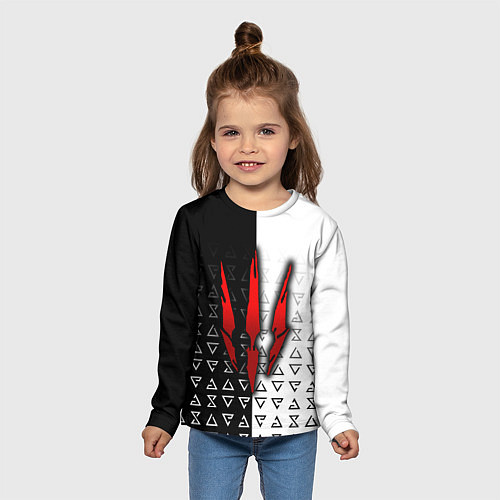 Детский лонгслив Ведьмак - красные следы от когтей / 3D-принт – фото 5