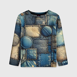 Детский лонгслив Denim patchwork - ai art