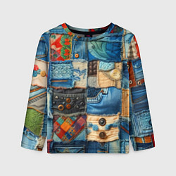 Детский лонгслив Vanguard denim patchwork - ai art