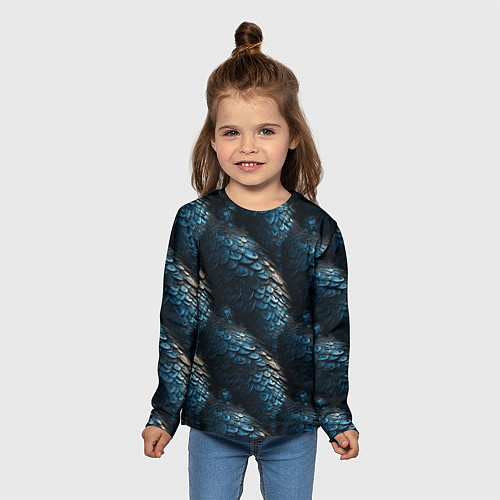 Детский лонгслив Синяя стальная броня / 3D-принт – фото 5