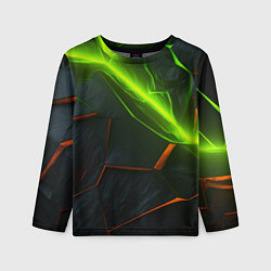 Детский лонгслив Green neon abstract geometry