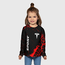 Лонгслив детский Tesla red sport tires, цвет: 3D-принт — фото 2
