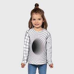 Лонгслив детский Червоточина - черная сетка на белом, цвет: 3D-принт — фото 2