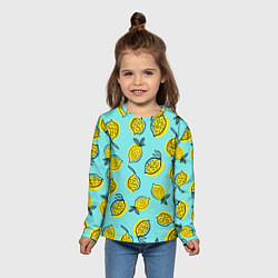Лонгслив детский Летние лимоны - паттерн, цвет: 3D-принт — фото 2