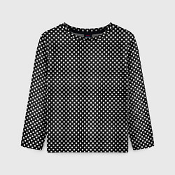 Детский лонгслив Чёрный в белый маленький квадрат