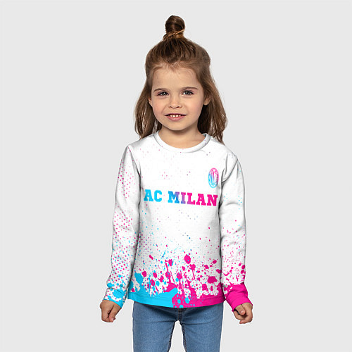 Детский лонгслив AC Milan neon gradient style посередине / 3D-принт – фото 5