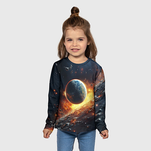 Детский лонгслив Космос и планета / 3D-принт – фото 5