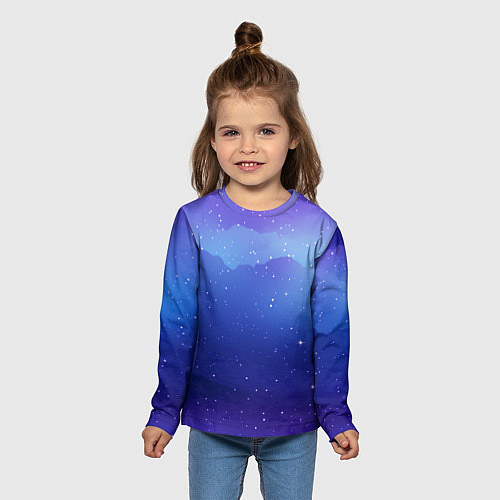 Детский лонгслив Синий космос и звезды / 3D-принт – фото 5