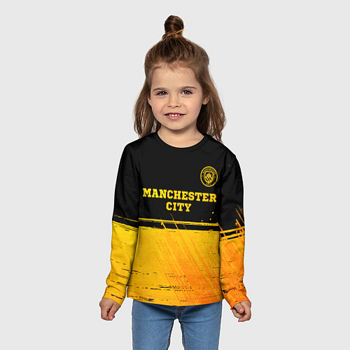 Детский лонгслив Manchester City - gold gradient посередине / 3D-принт – фото 5