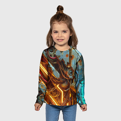 Детский лонгслив Cyber armor - ai art / 3D-принт – фото 5