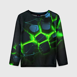 Лонгслив детский Зеленый неон и разлом плит, цвет: 3D-принт