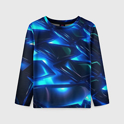 Лонгслив детский Синие абстрактные неоновые плиты, цвет: 3D-принт