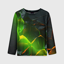 Детский лонгслив Зеленая абстрактная неоновая текстура