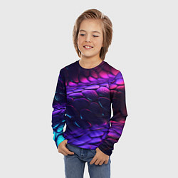 Лонгслив детский Фиолетовая абстрактная текстура неоновая, цвет: 3D-принт — фото 2