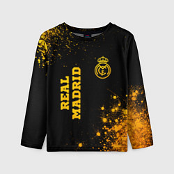 Лонгслив детский Real Madrid - gold gradient вертикально, цвет: 3D-принт