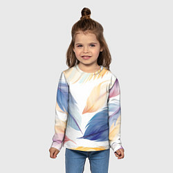Лонгслив детский Акварельные перья, цвет: 3D-принт — фото 2