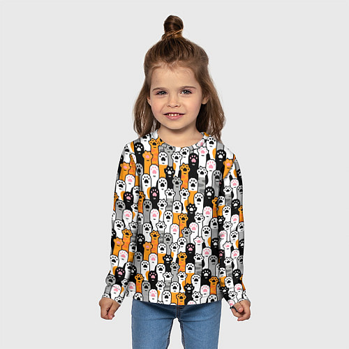 Детский лонгслив Кошачьи лапы / 3D-принт – фото 5
