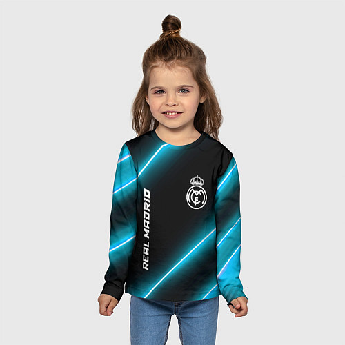 Детский лонгслив Real Madrid неоновые лампы / 3D-принт – фото 5