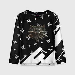 Лонгслив детский Ведьмак медальён лого паттерн, цвет: 3D-принт