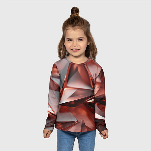 Детский лонгслив Рубиновые пирамидки / 3D-принт – фото 5