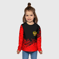Лонгслив детский Россия герб красные краски, цвет: 3D-принт — фото 2