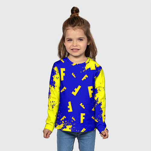 Детский лонгслив Fortnite краски неон / 3D-принт – фото 5