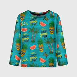 Лонгслив детский Enjoy summer pattern - pineapple, цвет: 3D-принт