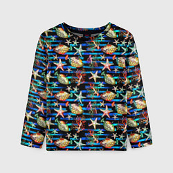 Лонгслив детский Морская жизнь под водой паттерн, цвет: 3D-принт