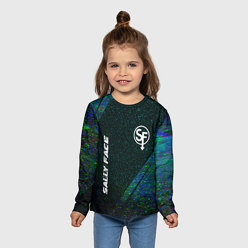 Детский лонгслив Sally Face glitch blue / 3D-принт – фото 5