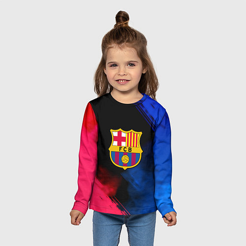 Детский лонгслив Barcelona fc club gradient smoke / 3D-принт – фото 5
