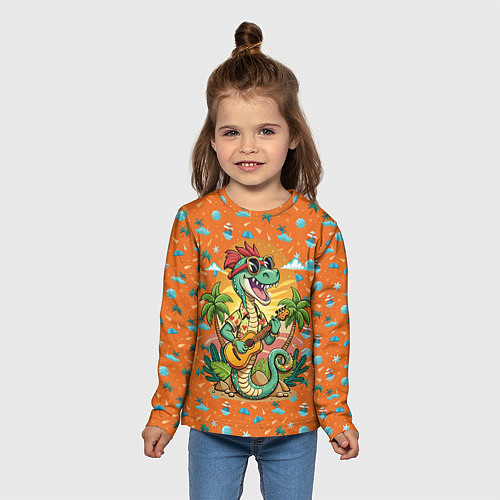 Детский лонгслив Веселая змея играет на гитаре / 3D-принт – фото 5