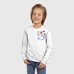 Лонгслив детский Милый кот обиделся с разбитым сердечком, цвет: 3D-принт — фото 2