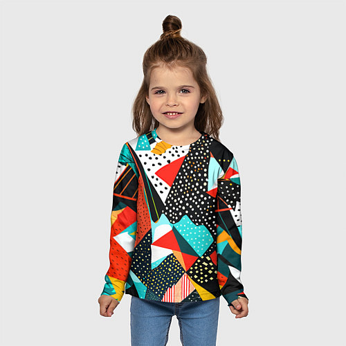 Детский лонгслив Abstract patchwork - ai art / 3D-принт – фото 5