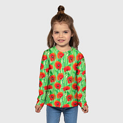 Лонгслив детский Маковый узор, цвет: 3D-принт — фото 2